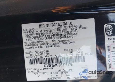 2013 Ford Mustang V6 from USA, damaged, VIN 1ZVBP8AM7D5226126